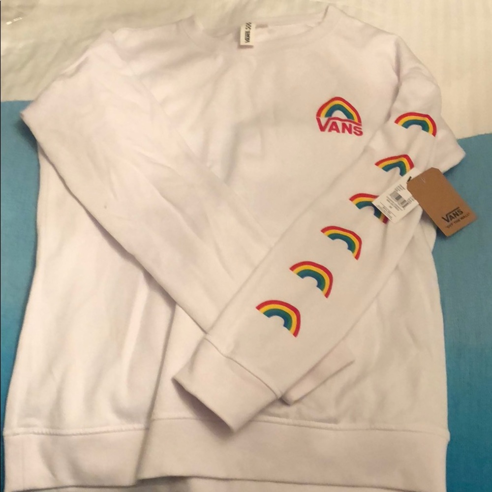 Vans white and rainbow sweatshirt